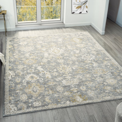 Fortuna Traditional Floral Filigree Performance Woven Indoor Area Rug
