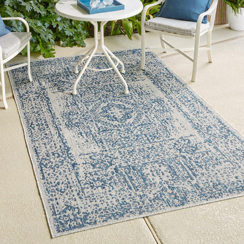 Tapis oriental bleu / gris Cowell, Rectangle de 10 pi x 14 pi