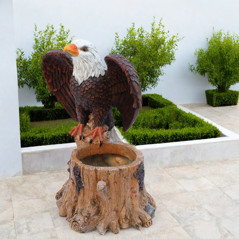 Majestic Eagle Planters, Durable Resin Rustic Tree Stump Decor For Patio