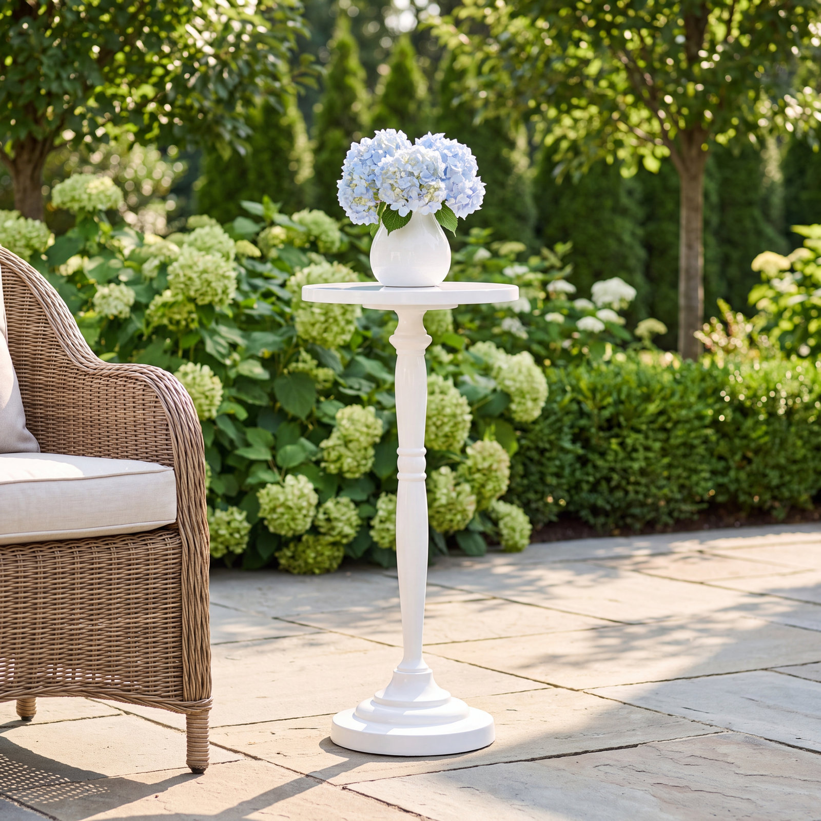 Austie 10" Patio Side Table, White