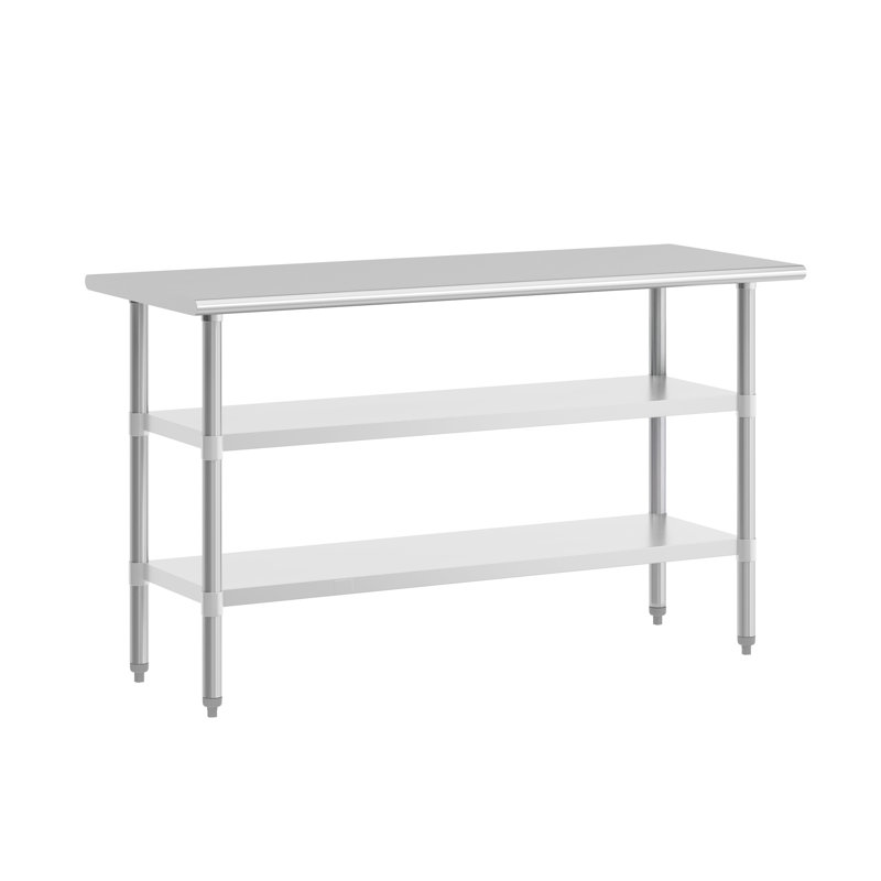 Table de travail Woodford NSF en acier inoxydable de calibre 18 avec 2 tablettes inférieures, H 34,5 po x L 60 po x l 24 po