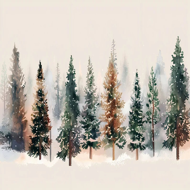 Winter Watercolor Pine Forest, 108" L x 96" W