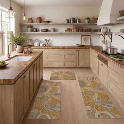 Swirl Pattern Non-Slip Washable Kitchen Mats