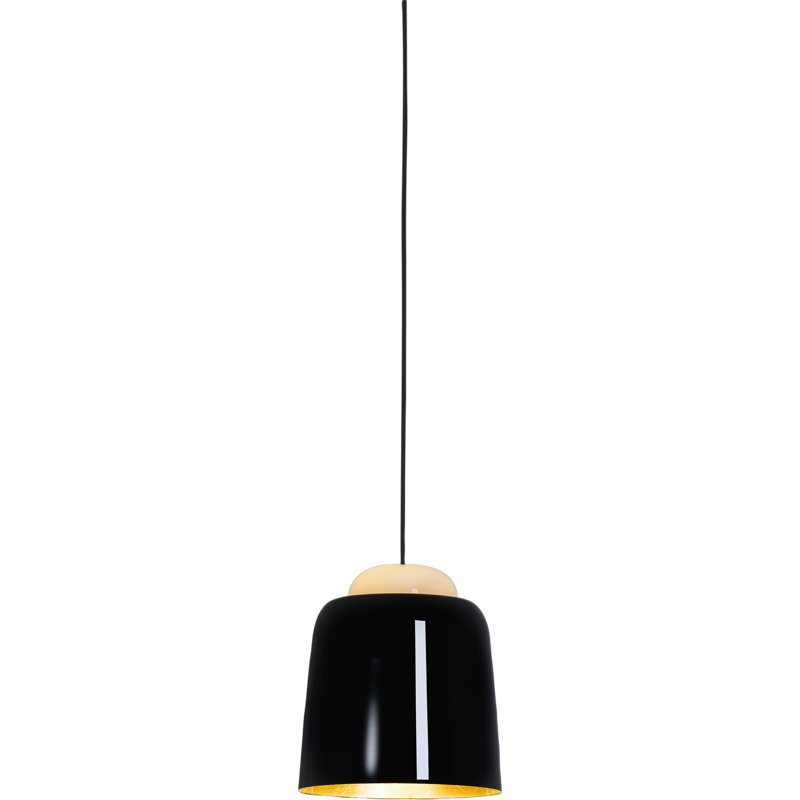 Teodora 1 - Light Dome Pendant, Black, 300cm H x 24cm W x 24cm D, Glossy Black/Gold Leaf