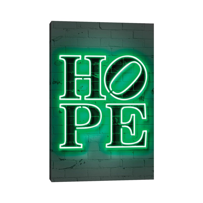 "Hope" par Octavio Mielu-impression d’art textuel, Pas de tapis, Toile tendue, H 18 po x l 12 po x 1,5 po