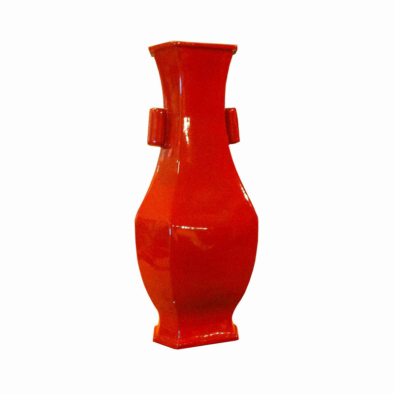 Handmade Floor Vase, Cinnabar Red