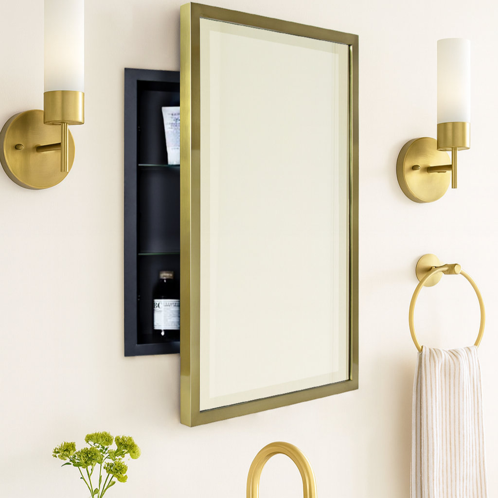 Haddison Recessed Medicine Cabinet, Brushed Gold, 24" x 16"