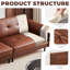 90.6''W Brown Oversized Leather Couch, Luxurious 4-seater Sectional Sleeper Sofa with Deep Seats and Wide Armrests, Mid-century Modern Tufted Upholstered Loveseat for Living Room