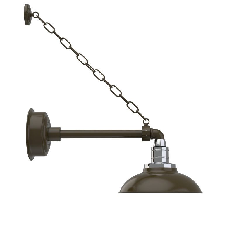Luminaire de grange d’extérieur à del Ludwicka, H 8,53 po x l 10 po x P 17,63 po, Bronze acajou