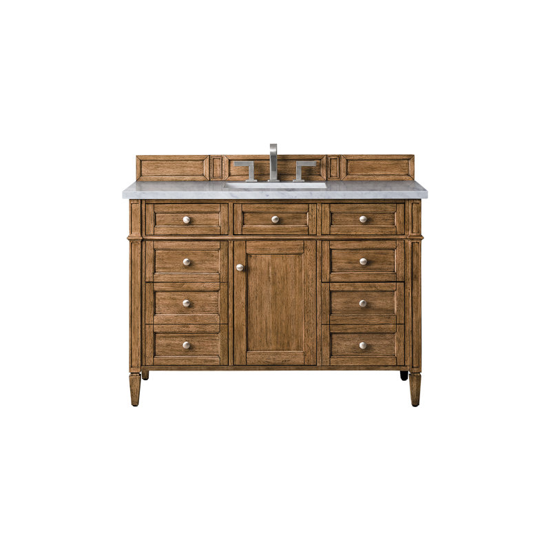 Brittany 48'' W Single Vanity, Saddle Brown, Carrara White, 8" Widespread