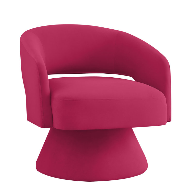 Nevile 27.5'' Wide Swivel Barrel Chair, Rose Pink Velvet