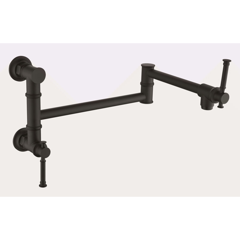 Wall Mounted Pot Filler Faucet, Modern Brass Pot Filler Two-Attachment Wall Mount Folding Kitchen Pot Filler Swing Arm