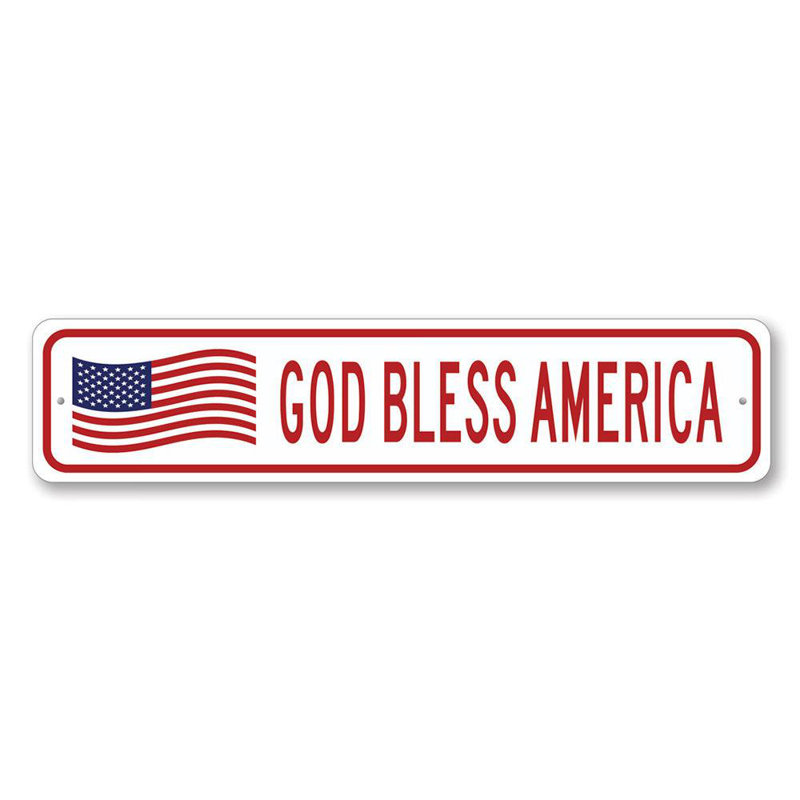 «God Bless America», drapeau américain en aluminium, H 6 po x l 24 po x P 0,06 po