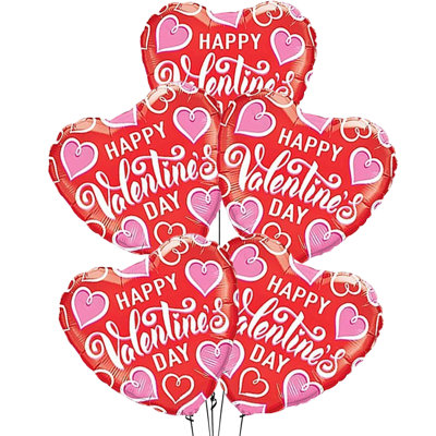 PMU Valentines Day Loop Hearts 18 Inch Mylar Foil Balloon