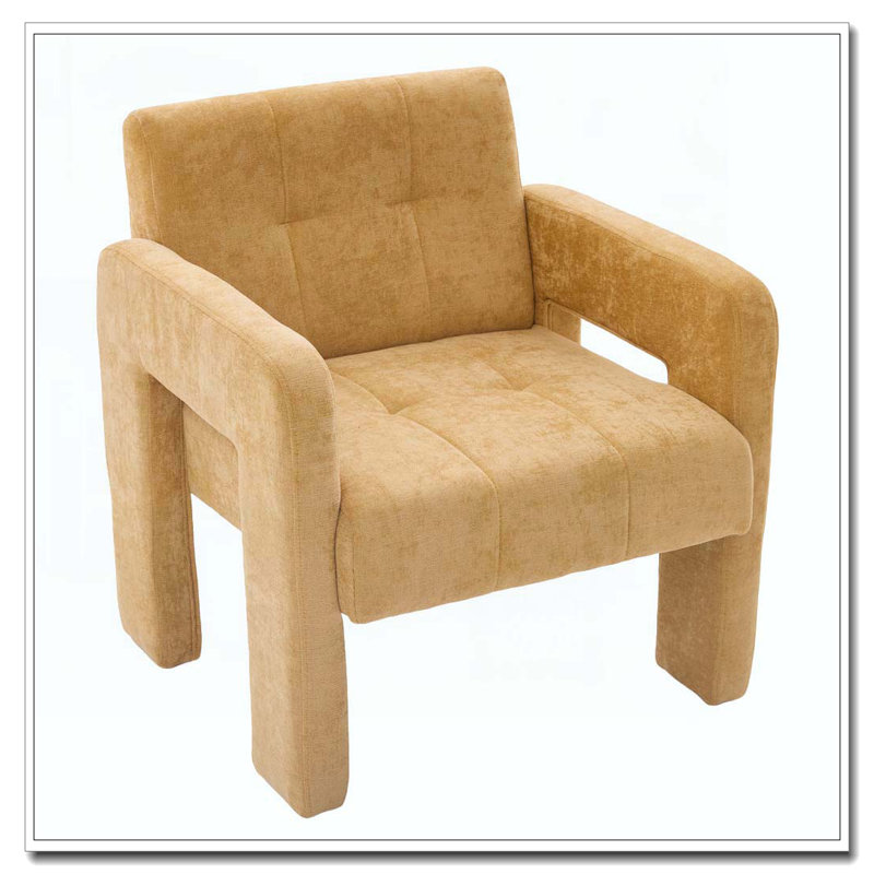 Fauteuil rembourré, Jaune moutarde