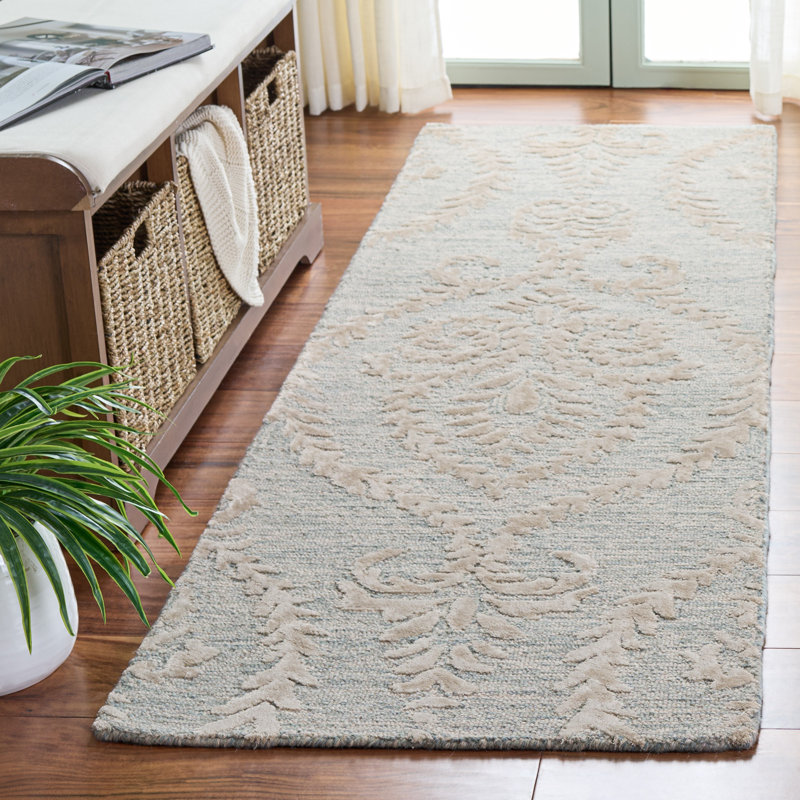Glamour 612 Hand Tufted 55% Wool; 35% Viscose; 10% Cotton Damask Rug, Runner 2'3" x 8'