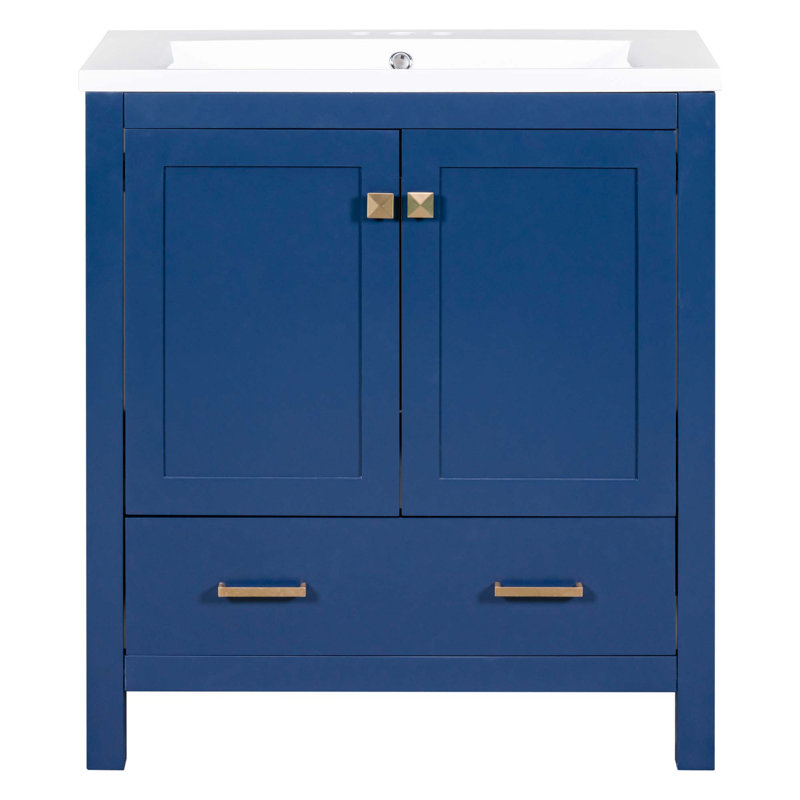 (Cabinet seulement) Base de meuble-lavabo avec 2 portes et 1 tiroir, Bleu