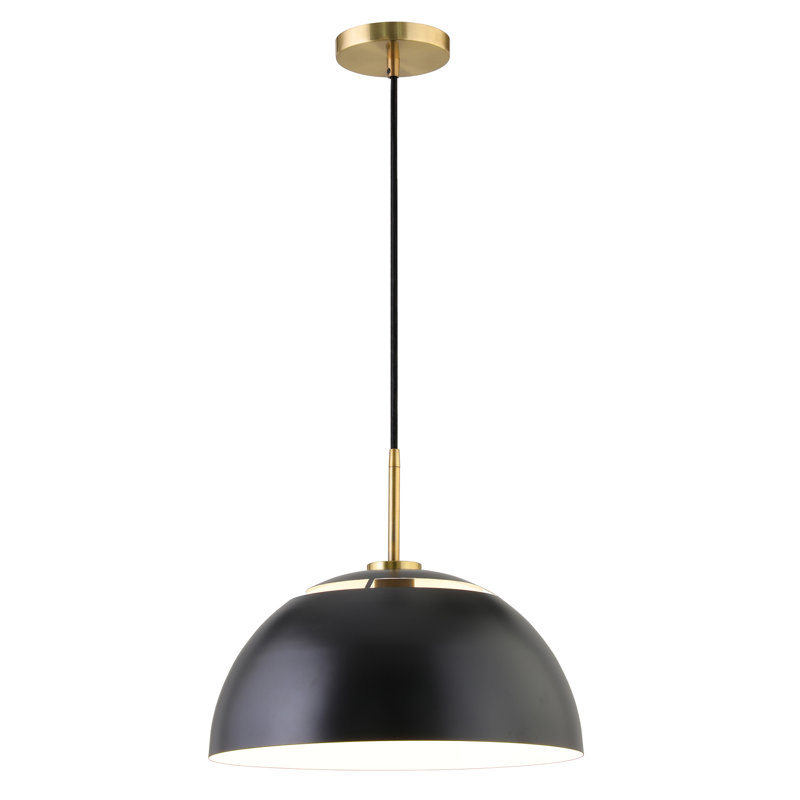 Jordyn 1 - Light Single Pendant, Matte Black, Brushed Brass