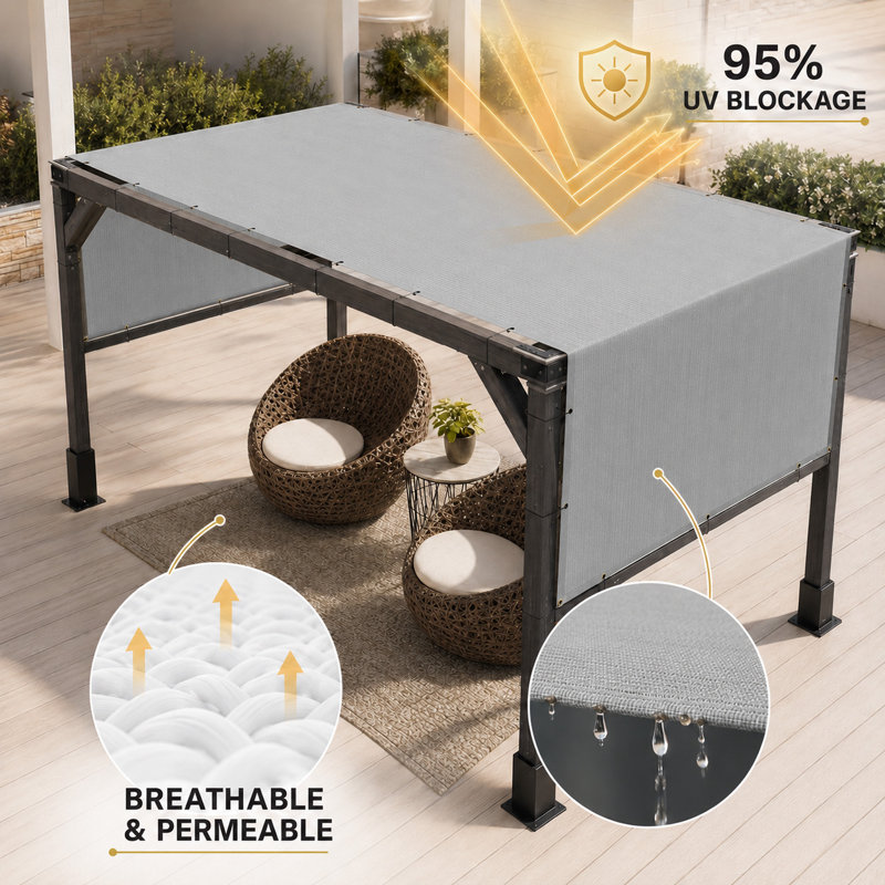 Auvent de remplacement pour abat-jour haute densité Colourtree Pergola, 144" H x 144" W x 0.25" D, Grey