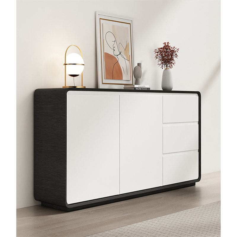 Modern Simple Solid Wood Sideboard, Black/White, 31.49" H x 47.24" W x 15.75" D