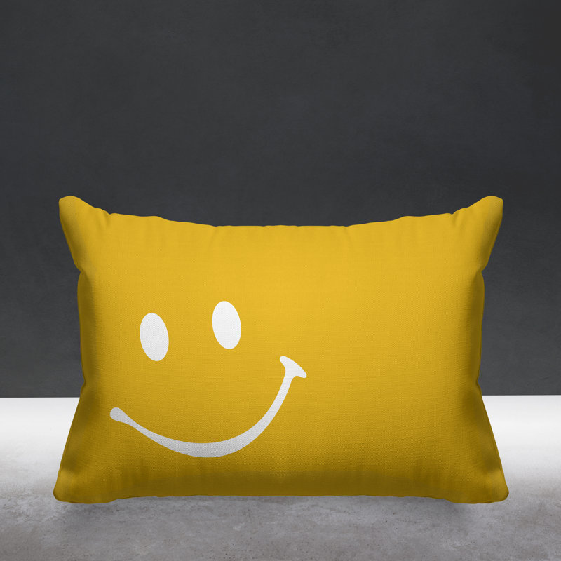 Housse et insert de coussin rectangulaire Sweet Sweet Smiley Face, Moutarde