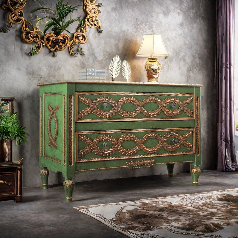 Commode décorative en bois à double tiroir