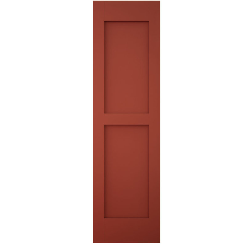 Volets extérieurs Americraft à deux panneaux plats égaux en bois véritable (par paire), avec capuchons de volets en aluminium, rouge poivre, 45,7 cm (L) x 205,7 cm (H)