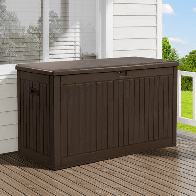 Edrosie Inc 69.6'' W 300 Gallons Water Resistant Resin Lockable Deck Box,Brown