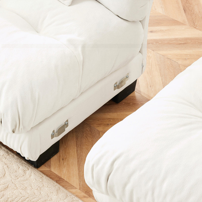 Canapé en chenille avec repose-pieds Cloud, Blanc, H 35,4 po x l 173,2 po x P 59,6 po, 6