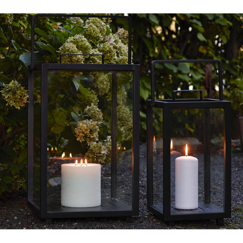 Lighthouse Aluminum/Glass Floor Lantern, Lava Gray, 21.3" H x 13" W x 13" D