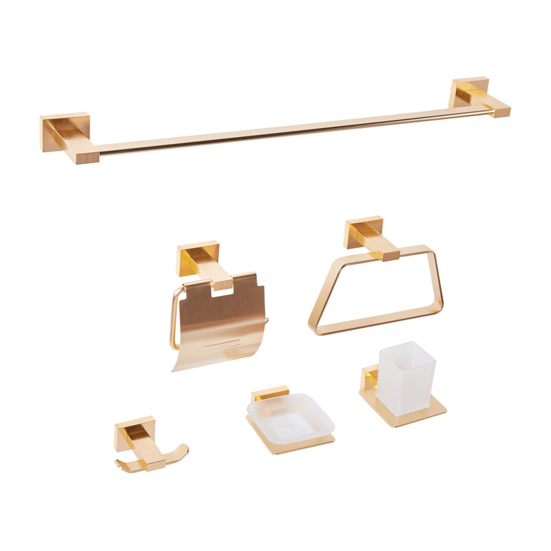 6-Piece Bathroom Hardware Set RIOHACHA with Towel Bars and Hooks, Gold