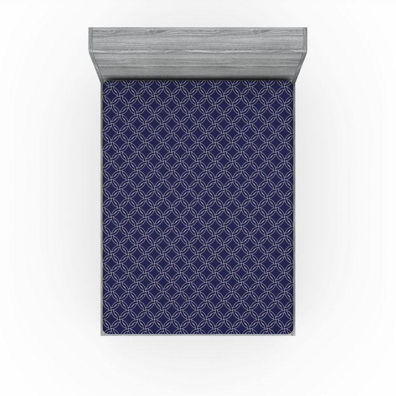 Drap-housse Ambesonne, paquet de 2, Drap-housse très grand californien, Bleu marine / blanc géométrique