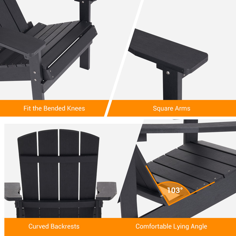Bucareli Ergonomics Plastic Adirondack Chair, Black