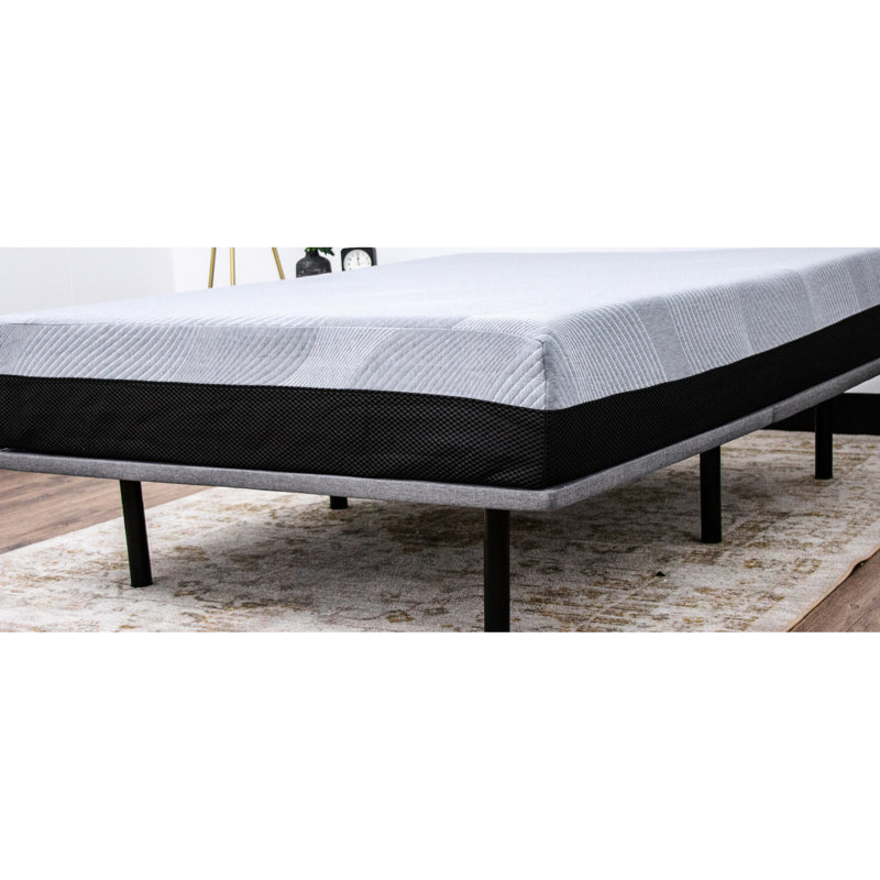 Modern Upholstered Platform X Series - Black And Gray, , 6 Adjustable Legs, 1000 Lbs Load Foundation Gray Color, Heavy Duty Plywood,