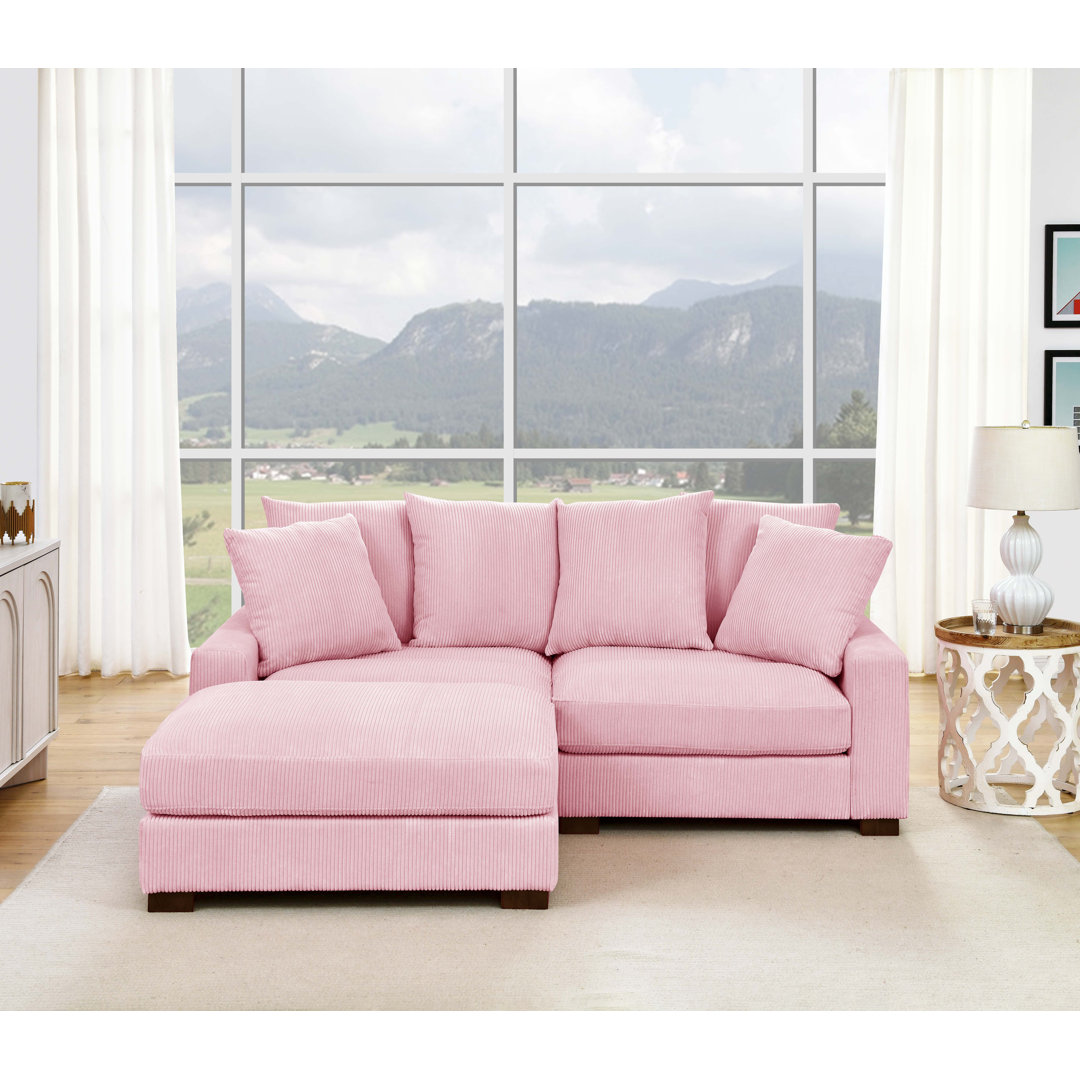 Xandar Corduroy Sofa Latitude Run® Upholstery Color: Pink Size: 34" H x 86" W x 67.5" D Seating Capacity: 3