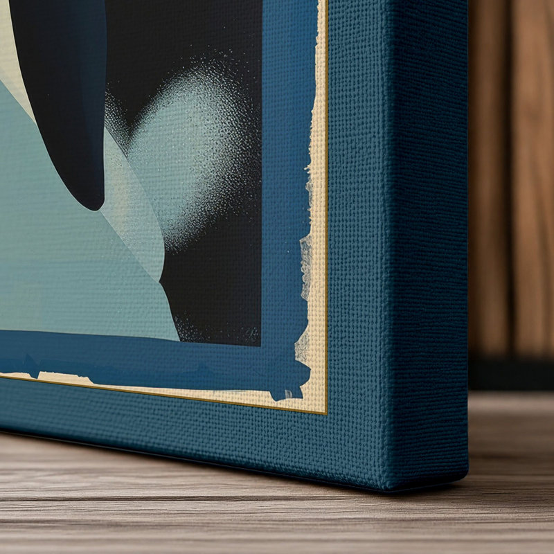 Orca Overhead Minimalist - Wrapped Canvas, 18x12 - 45.7 x 30.5 cm, Teal Border