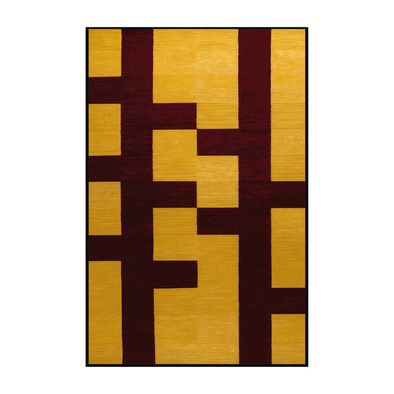 Machine Washable Checkered Red Area Rug