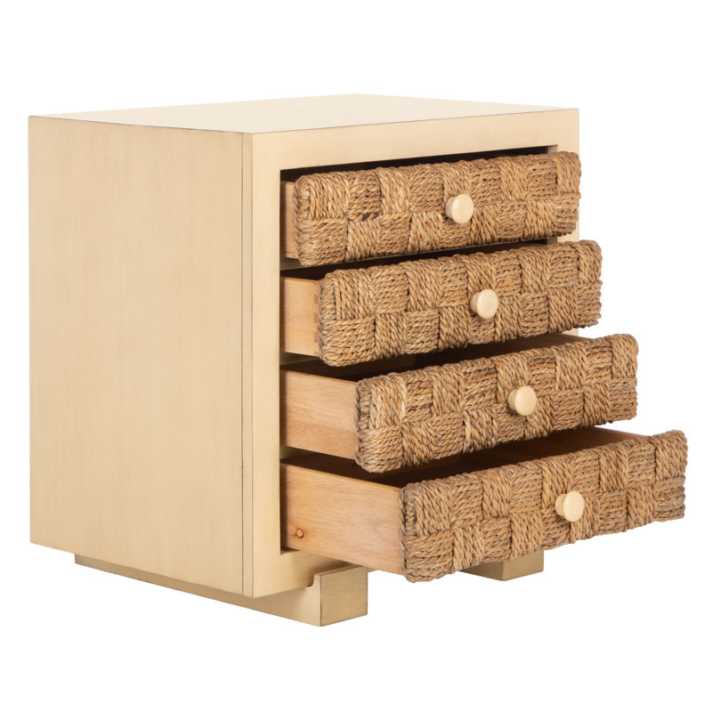 Table de chevet 4 tiroirs Cecere, Naturel