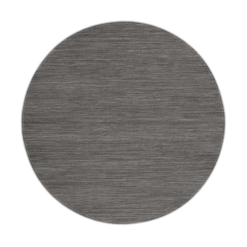 Solid Gray Indoor and Outdoor Area Rug, Round 5'