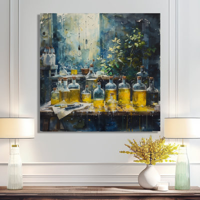 Art mural bleu et jaune, laboratoire de recherche chimique II - Laboratoires