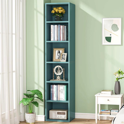 Bibliothèque en coin 70,9 po à 6 niveaux avec étagère cubique pour salon, bureau et chambre à coucher