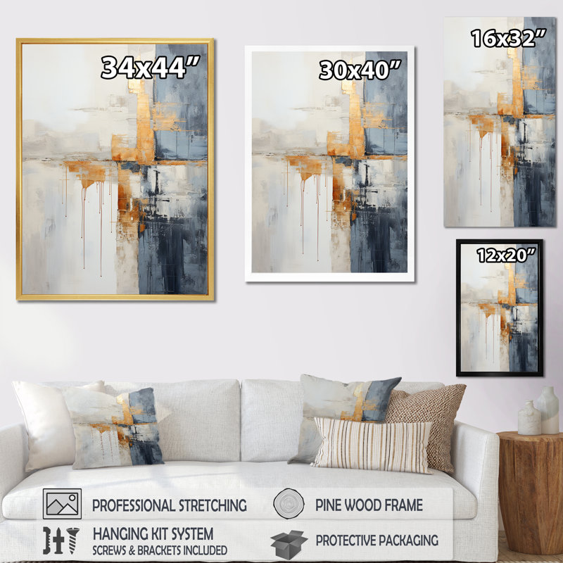 Abstrait abstrait «Beige Gold Road Collage III» sur toile, Toile tendue, H 44 po x l 34 po x P 1,5 po
