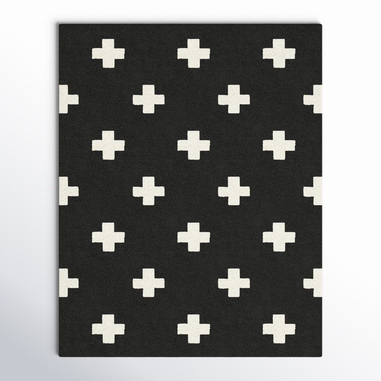 Cavan Geometric Handmade Tufted Wool Black Area Rug