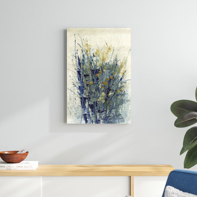"Indigo Floral II" par Timothy O 'Toole, reproduction d'art sur toile, H 20 po x l 14 po x P 1 po, Cadre en bois naturel