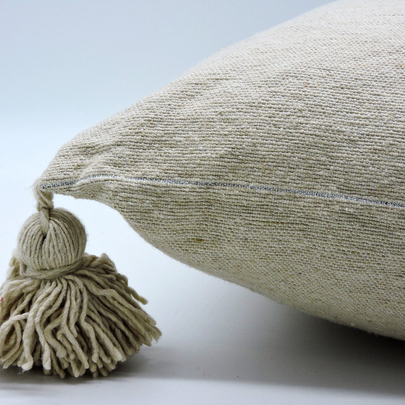 Square Indoor/Outdoor Pillow Cover, Beige/Silver