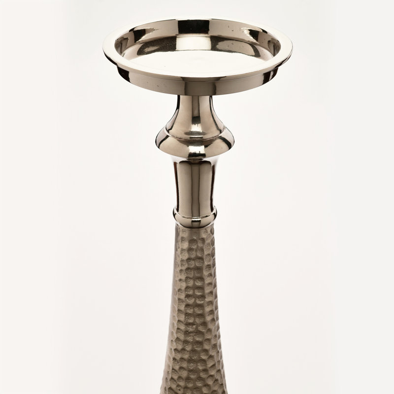 Metal Candlestick, Silver, 27" H x 4.75" W x 8" D