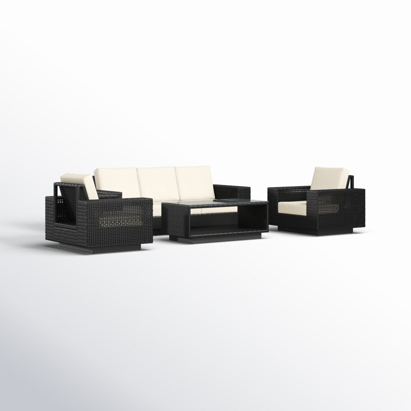 Ensemble de conversation d'extérieur 4 pièces avec chaises et coussins Sunbrella Aceline