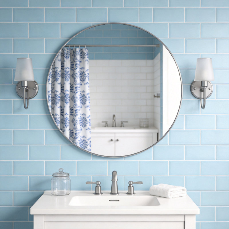 Miroir décoratif, Silver, Round, 32" x 32"