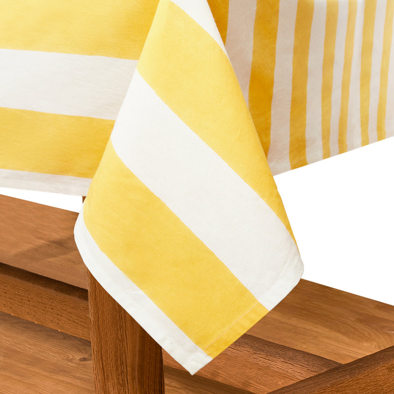 St. Tropez Handmade Striped Tablecloth, 59" Square, Yellow