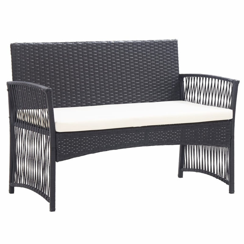 Chaise longue avec coussins Tonya, Crème / blanc, Noir